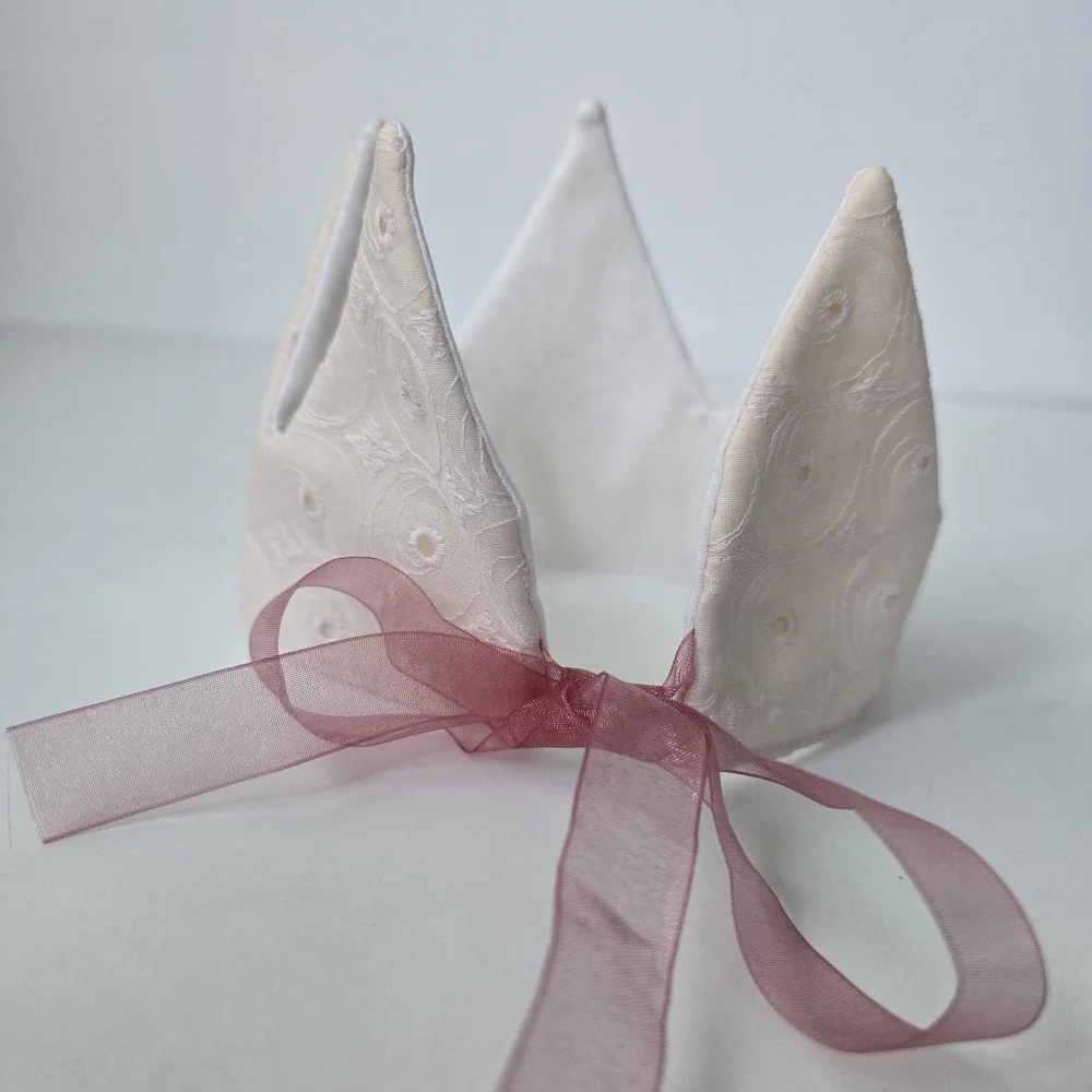 NEW Handmade Girl Dusty Pink Embroidered Lace Fabric Baby Birthday Crown